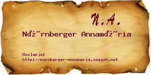 Nürnberger Annamária névjegykártya